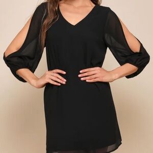 Lulus Shifting Dears Black Long Sleeve Dress